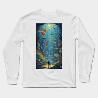 Starry Night Serenade: Van Gogh-Inspired Oceanic Harmony with Loving Couple Long Sleeve T-Shirt